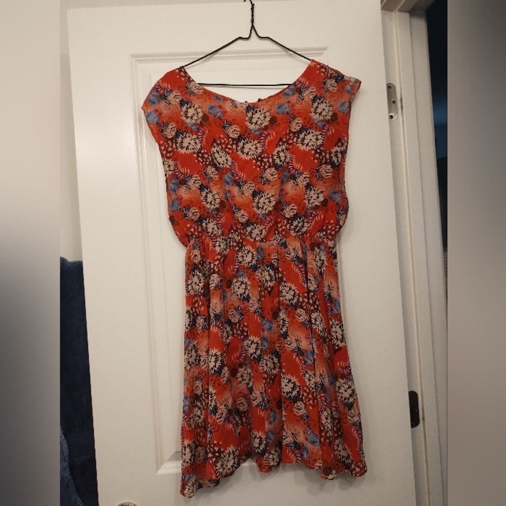 Alice + Olivia Orange Midi Sundress Sleeveless Scoop Neck